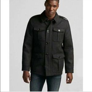 Kenneth Cole Mens $179.50 Black Wool Blend Coat Jacket Size S button down
